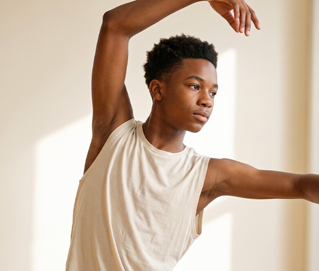 Child in a modern dance class